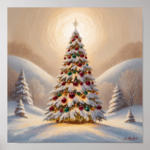 Majestic Christmas Tree in a Winter Wonderland Poster