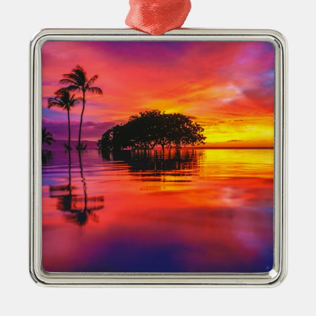 Majestic Clouds & Reflection Metal Ornament (Front)