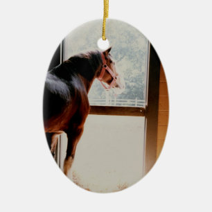 Majestic Clydesdale Ceramic Ornament