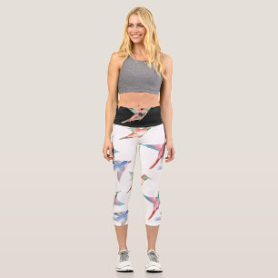 Majestic Colourful Birds Design Capri Leggings