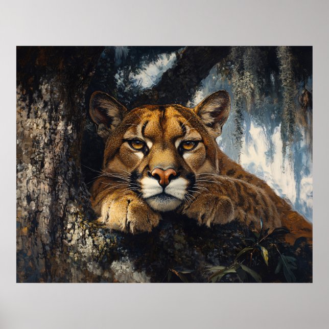 Majestic Cougar in Forest Poster (Front)