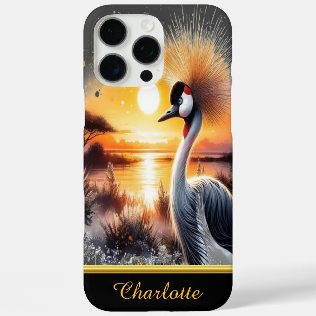 Majestic Crane Standing by the Sunset Horizon Case-Mate iPhone Case (Back)