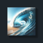 Majestic Crystal Clear Barrel Wave - Perfect  Canvas Print<br><div class="desc">A stunning digital masterpiece capturing the interior of a perfect, glass-like barrel wave. The translucent turquoise water and golden sunlight reflecting off the crest create a sense of pure serenity and natural wonder. Ideal for high-end coastal decor, surfing enthusiasts, or as a calming focal point in modern homes and offices....</div>