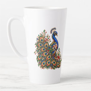 Majestic Crystal Peacock Art Latte Mug