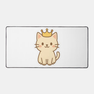 Majestic Cuddly Cat with a Crown Desk Mat