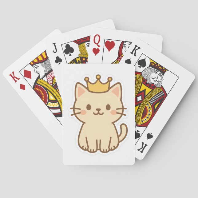 Majestic Cuddly Cat with a Crown Playing Cards (Back)