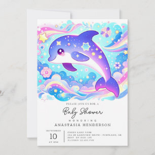 Majestic Cute Dolphin Baby Shower Invitation