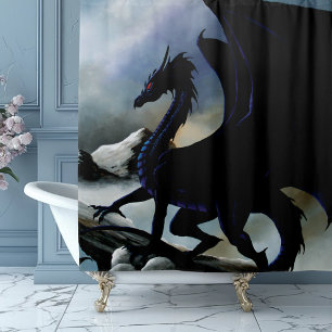 Majestic Dark Dragon Black Fantasy Mountains