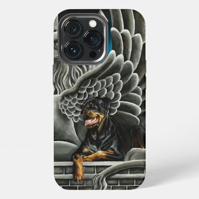 Majestic Dark Fantasy Rottweiler Gargoyle Castle iPhone Case (Back)