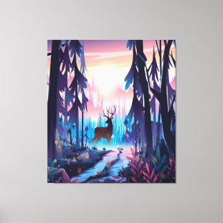 Majestic Deer at Sunrise – Enchanted Forest Canvas