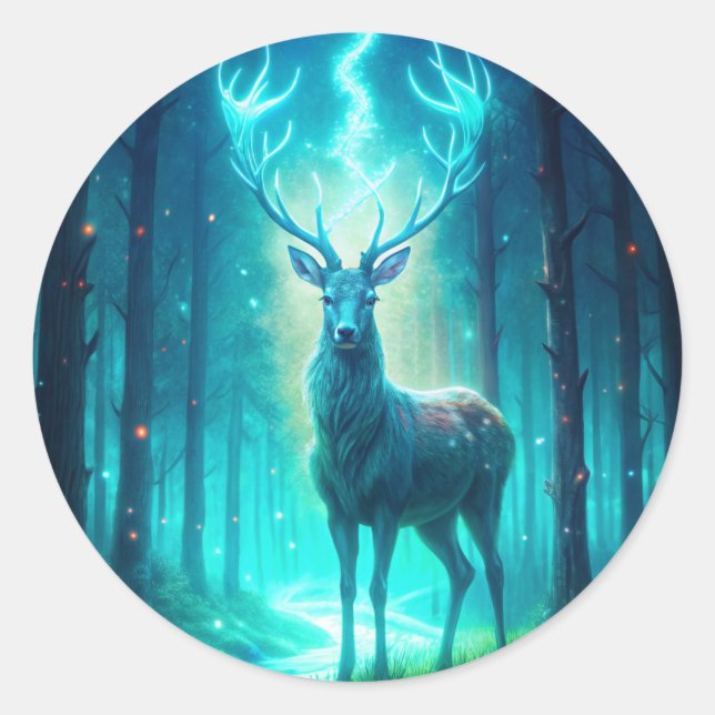 Majestic Deer Classic Round Sticker (Front)