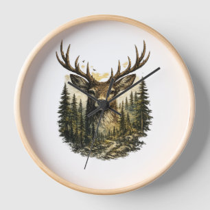 Majestic Deer Forest Adventure Nature/ Watch Clock