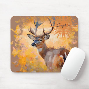 Majestic Deer in a Field of Wildflowers Mouse Pad