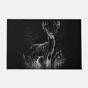 Majestic Deer in the Wilderness – Black&White Art Doormat