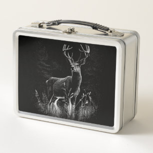 Majestic Deer in the Wilderness – Black&White Art Metal Lunch Box