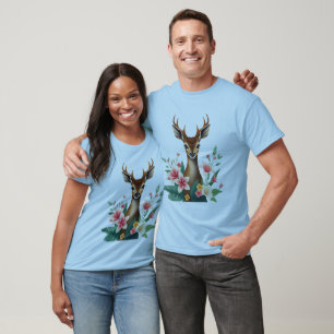 Majestic Deer with Floral Antlers – Nature-Inspire T-Shirt
