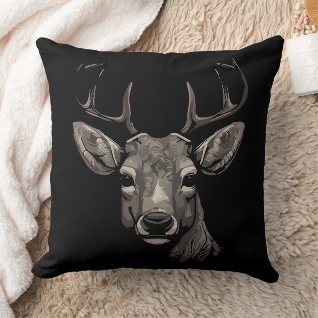 Majestic Deer with Large Antlers Throw Pillow (Blanket)
