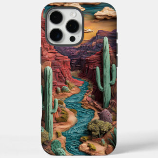 Majestic Desert Canyon with Vibrant Clay Art  iPhone 16 Pro Max Case