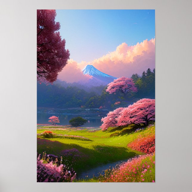 Majestic Distant Mountain Poster (Front)