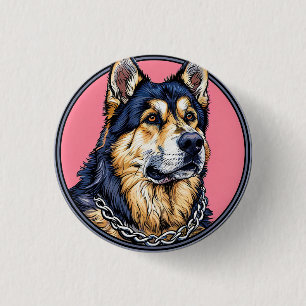 Majestic Dog with Bold Colours 1 Inch Round Button
