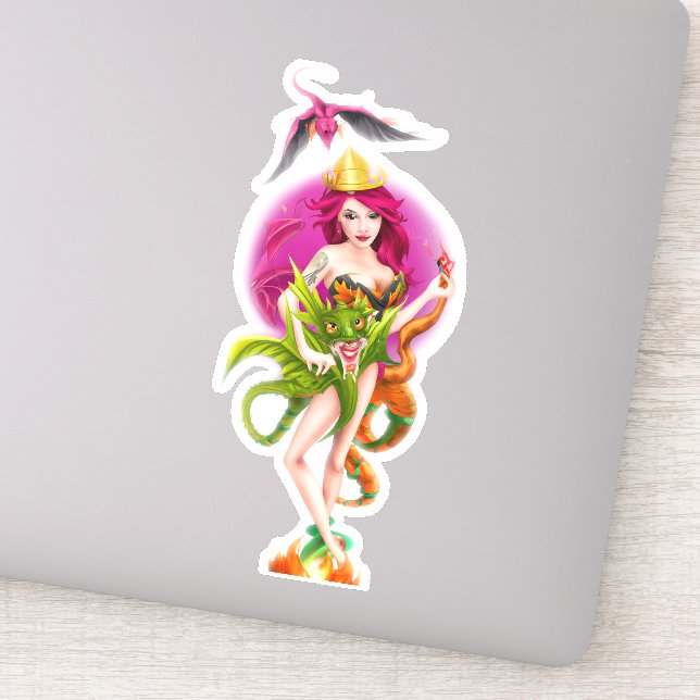 Majestic Dragon Princess Queen Flying Sticker  (Detail)