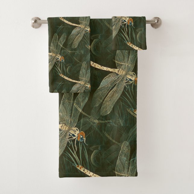 Majestic Dragonfly Pattern  Bath Towel Set (Insitu)