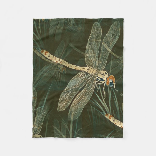 Majestic Dragonfly Pattern  Fleece Blanket (Front)