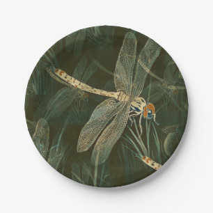 Majestic Dragonfly Pattern Paper Plate