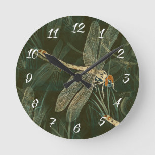 Majestic Dragonfly Pattern Round Clock
