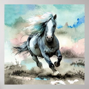 Majestic Draught Horse Watercolour  Poster