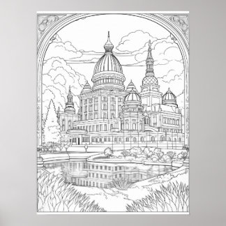 Majestic Dream Palace: Intricate Fantasy  Poster