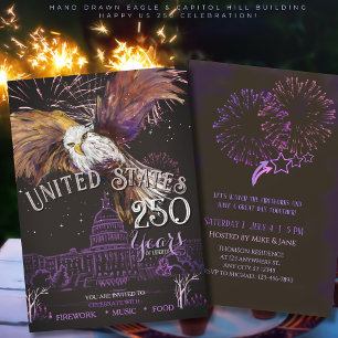Majestic Eagle America 250 Years of Liberty Purple Invitation