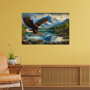 Majestic Eagle Capturing A Lake Trout Poster