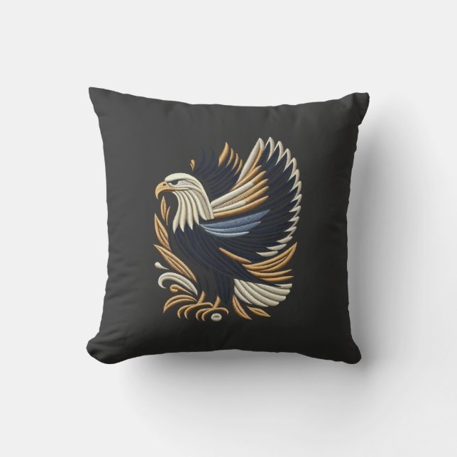 Majestic Eagle Embroidery Design | Bold Patriotic  Throw Pillow (Front)