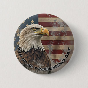 Majestic Eagle & Flag – Spirit of Freedom 2 Inch Round Button