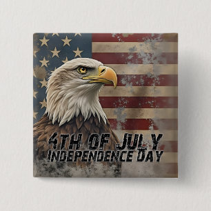 Majestic Eagle & Flag – Spirit of Freedom 2 Inch Square Button