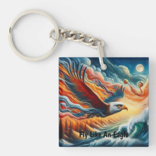 Majestic Eagle Fly Like An Eagle Fantasy Art Keychain