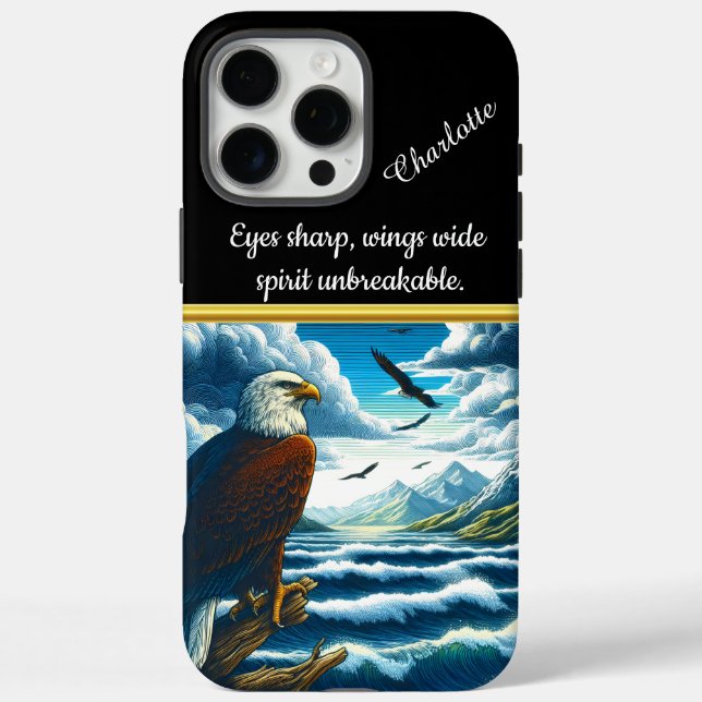 Majestic eagle gazing over tranquil waters at dusk Case-Mate iPhone case (Back)