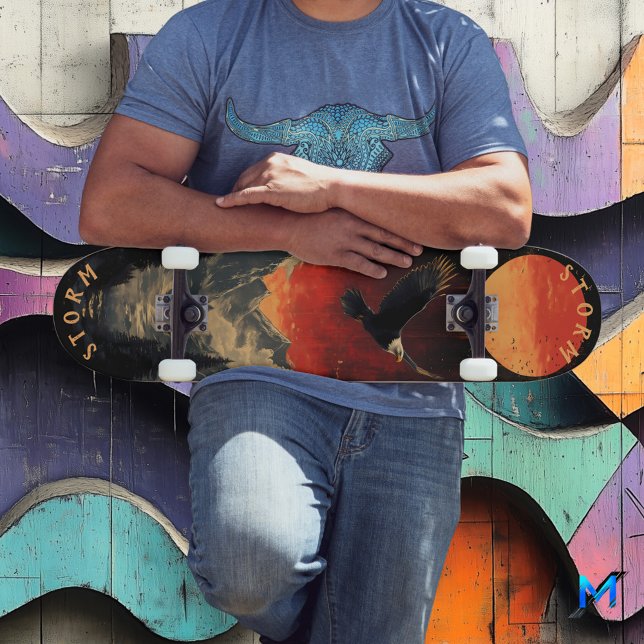 Majestic Eagle in Fiery Sunset, Retro Vintage  Skateboard (Creator Uploaded)