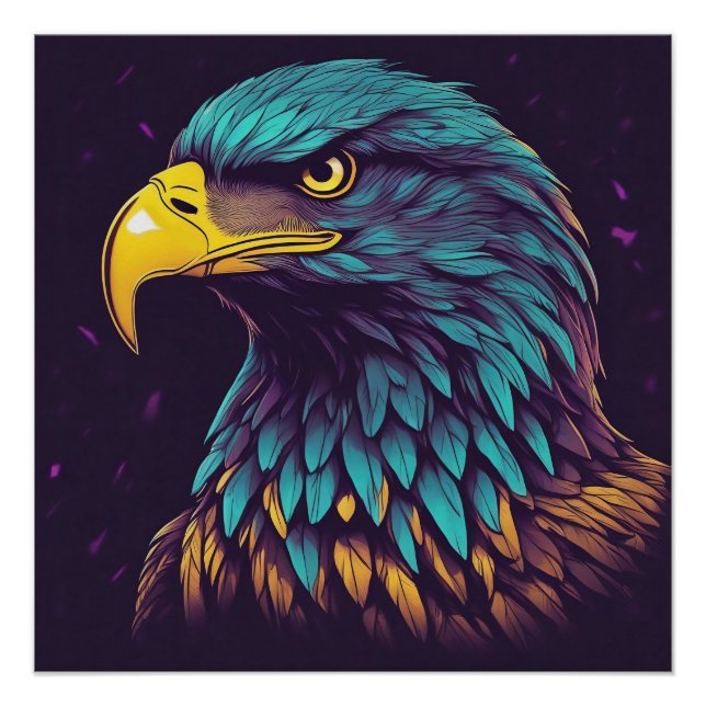 Majestic Eagle in vibrant Colours Poster (Front)