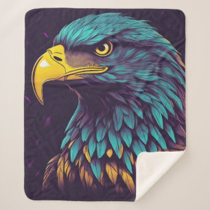 Majestic Eagle in vibrant Colours Sherpa Blanket