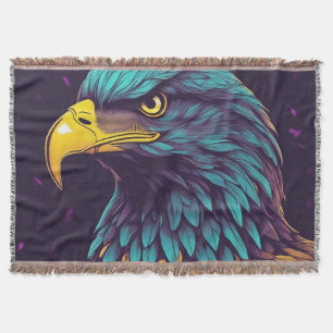 Majestic Eagle in vibrant Colours Throw Blanket