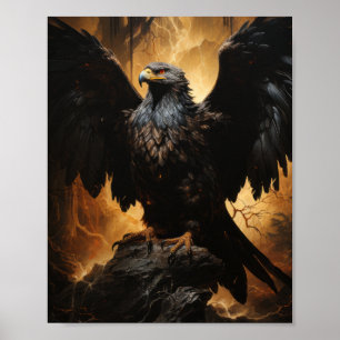 Majestic Eagle Mezzotint Art Poster