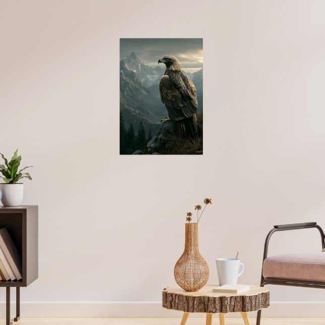 Majestic Eagle Overlooking Mountain Peaks Poster (Living Room 3)