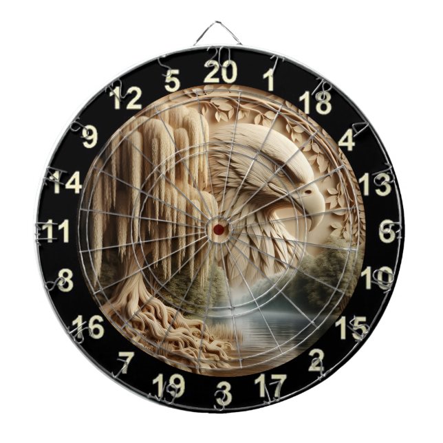 Majestic Eagle Overlooking Serene Lake Dartboard (Front)