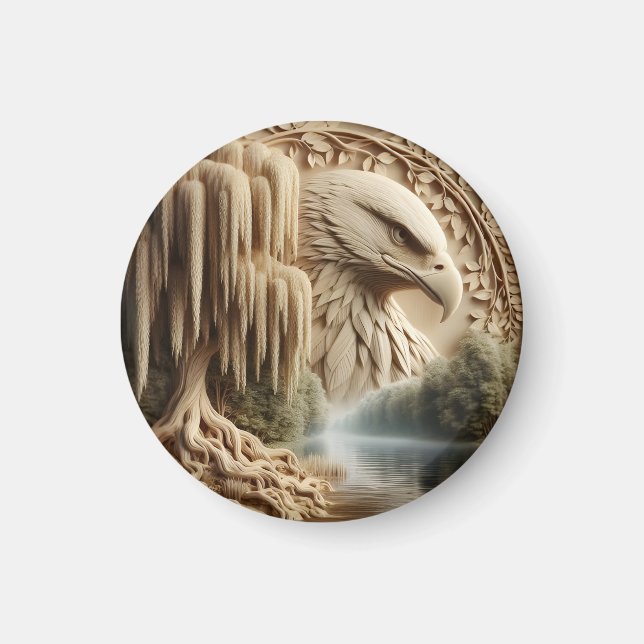 Majestic Eagle Overlooking Serene Lake  Magnet (Front)