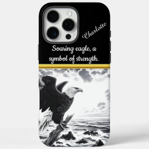 Majestic eagle perched above turbulent ocean waves iPhone 16 pro max case