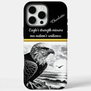 Majestic eagle perched by the ocean at sunrise iPhone 16 pro max case