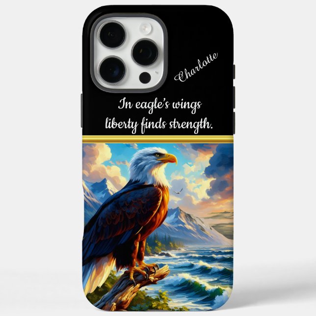 Majestic eagle perched by the ocean at sunset Case-Mate iPhone case (Back)