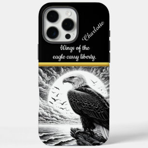 Majestic eagle perched by the sea at sunrise iPhone 16 pro max case